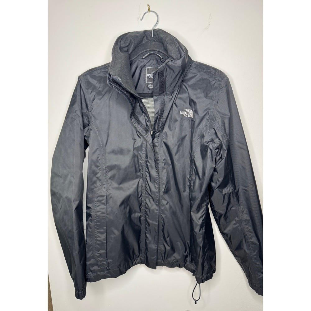 The North Face Womens HyVent Rain Jacket Black Ripstop Full Zip Mesh Lined M